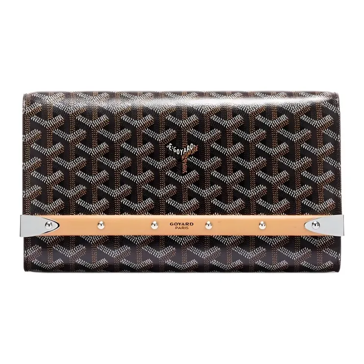 GOYARD MONTE-CARLO Canvas With Leather Clutches Crossbody Bags Small Size Women's Black-0