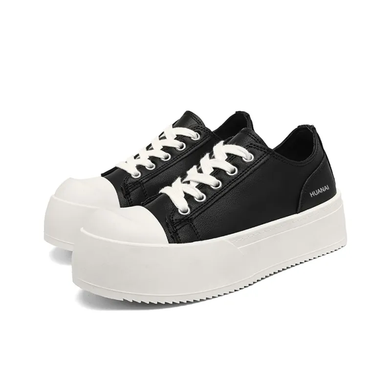 HUANAI Abrasion Resistant, Lightweight, And Breathable Low Top Skateboard Shoes Unisex Black-10