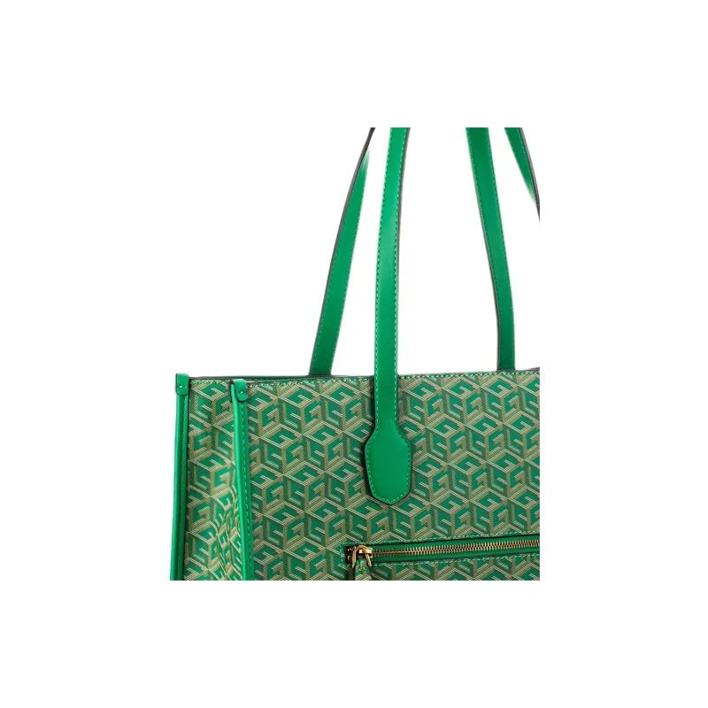 GUESS Leather Tote Bag Shopping Bag Handbag Medium Size Women's Forest Green-2