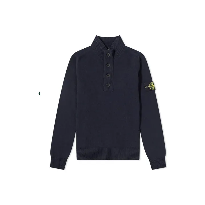 STONE ISLAND Logo Patch Mock Neck Sweater-0