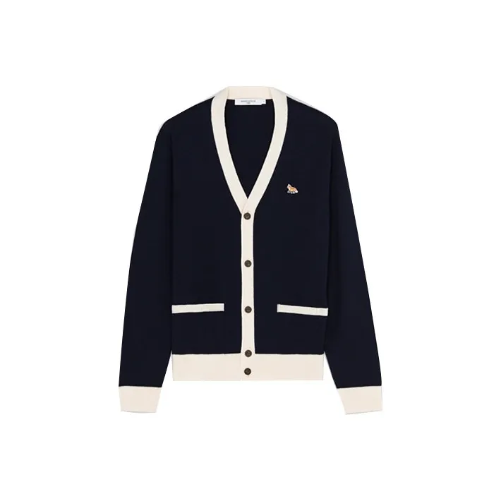 Maison Kitsune Baby Fox Patch Bi Color Classic Cardigan-0