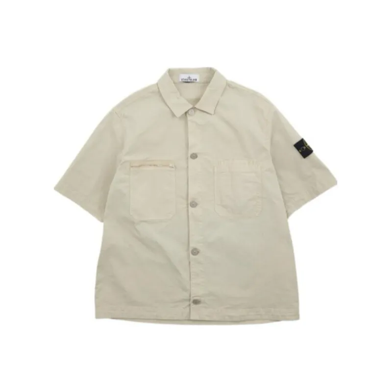 STONE ISLAND Logo Patch Short Sleeved Shirt Jacket-0