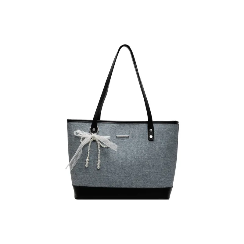 Wenpercy PU Tote Bag, Shopping Bag, Shoulder Bag Women's Silver/Black-3