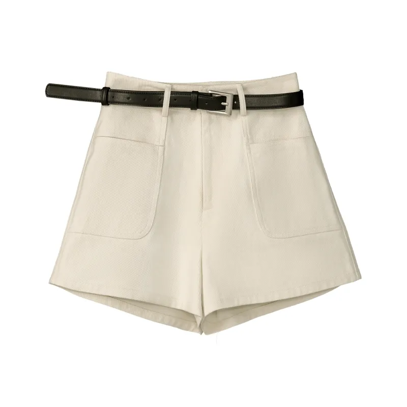 Fstudio Korean Style 100% Cotton High Rise Slimming Casual Shorts Women's Ecru-1