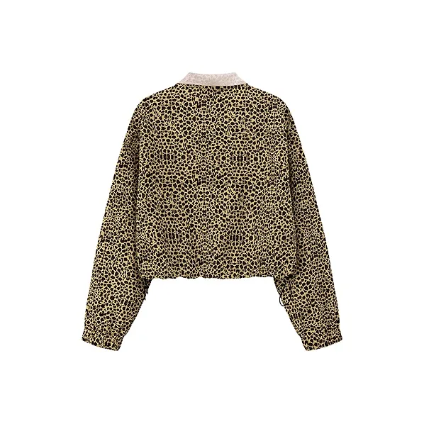 CHUU Cropped Coat Women's Yellow Leopard Print-1