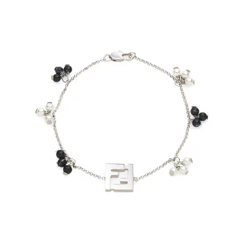 FENDI Brass Synthetic Gemstone Bracelets Men's Silver