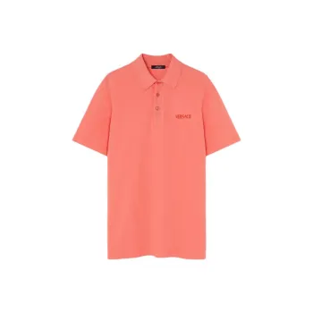 VERSACE Logo Embroidered Short Sleeved Polo Shirt