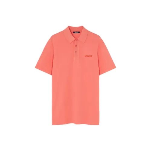 VERSACE Logo Embroidered Short Sleeved Polo Shirt