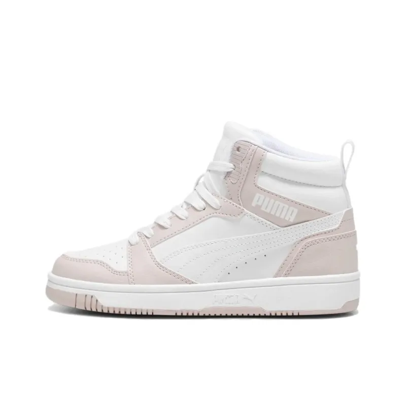 PUMA Rebound V6 Anti Slip Wear Resistant High Top Skateboard Shoes Unisex White Pink-0