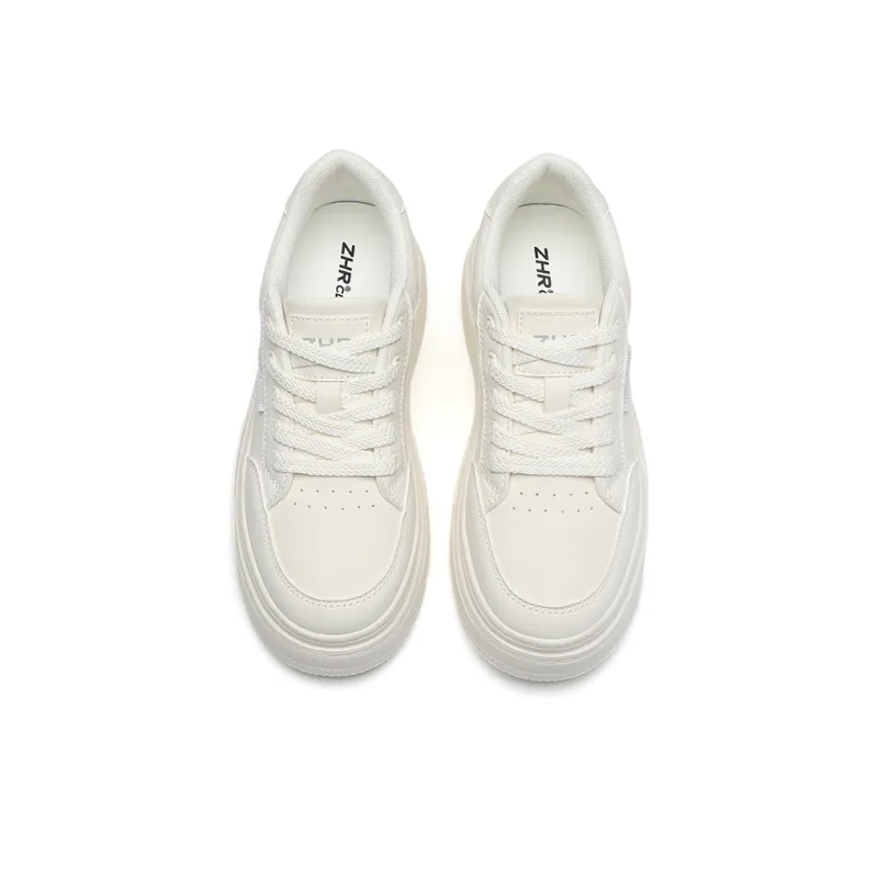 ZHR Skateboard Shoes Women's Low Top Beige, Beige Box Included-3