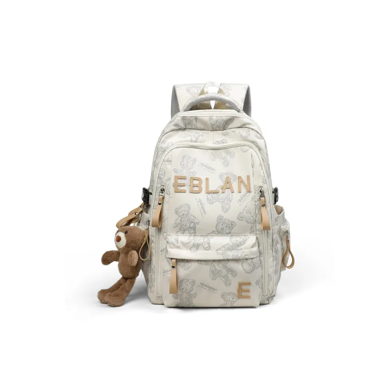 EBLAN Fabric Backpack Regular Unisex Ecru/Black-2