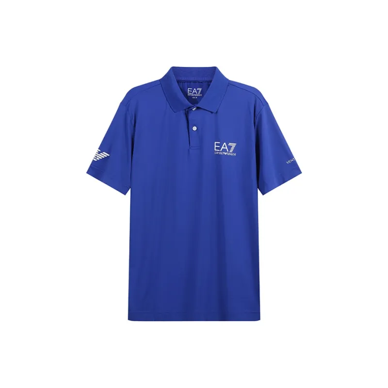 EMPORIO ARMANI EA7 SS24 Polo Shirt Men's Royal Blue-0