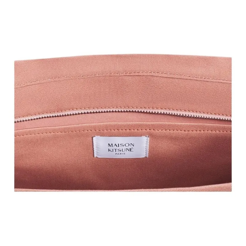 Maison Kitsune Fabric Tote Bag, Shopping Bag, Handbag Medium Size Women's Ceramic Enamel Pink-3