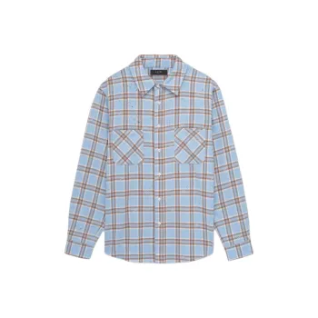 AMIRI Shotgun Flannel Frayed Hem Shirt