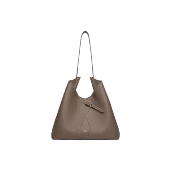 ZESH Cow Leather HOBO Shoulder Bag Large Size Women's Elephant Gray/Gold Brown/Black