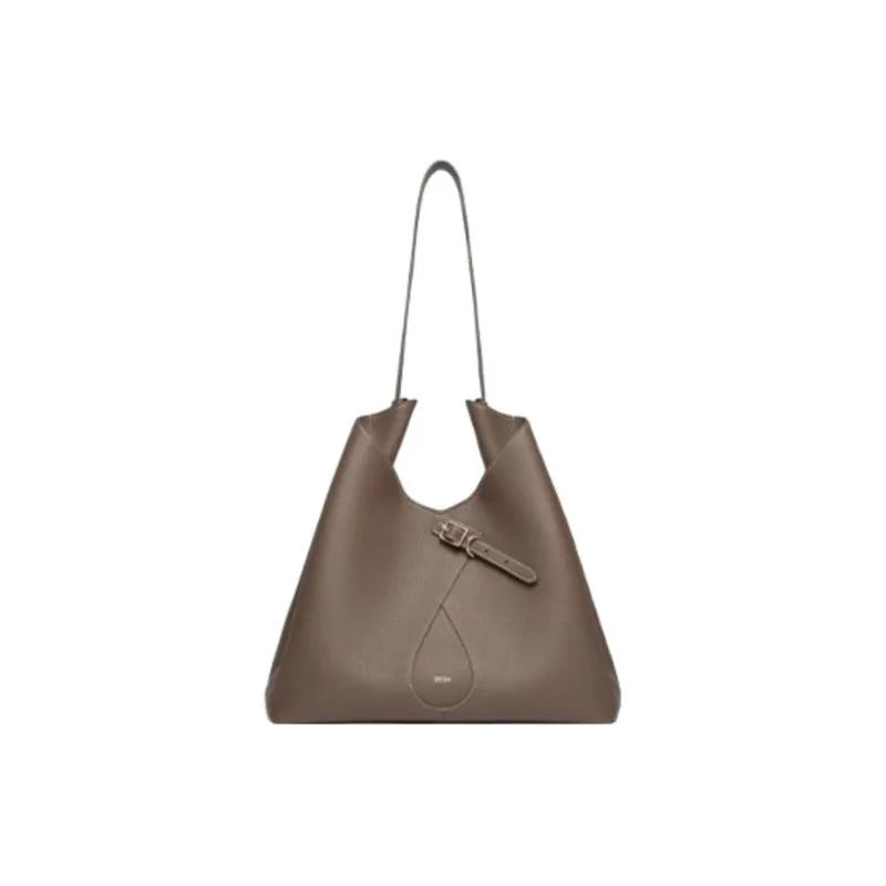 ZESH Cow Leather HOBO Shoulder Bag Large Size Women's Elephant Gray/Gold Brown/Black-0