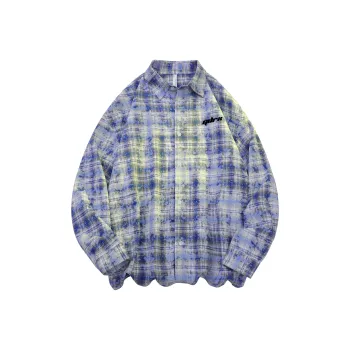 GDRX Shirt Unisex Blue White Plaid Tie Dye