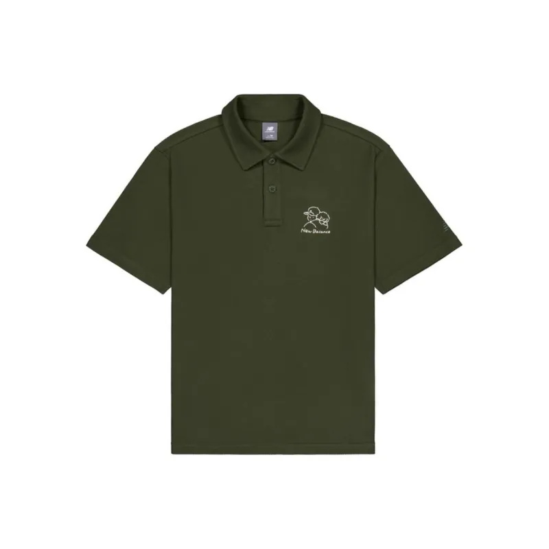 New Balance Polo Shirt Unisex Dark Khaki Green-0