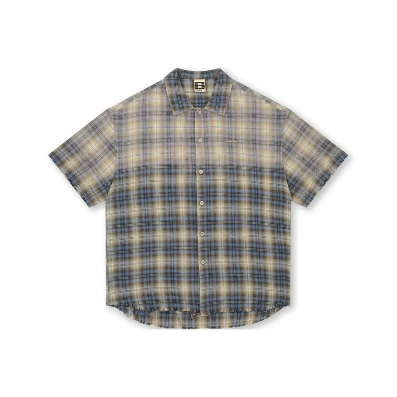 BONELESS Shirt Unisex Blue Yellow Plaid-0