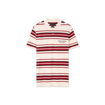 Tommy Hilfiger Polo Shirt Men's Beige White Red