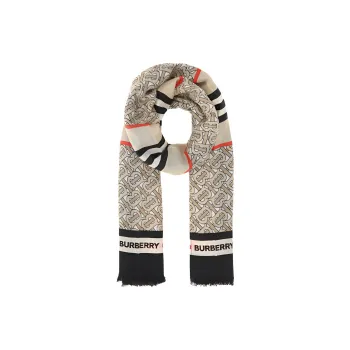 Burberry Monogram Knit Scarves Unisex Beige