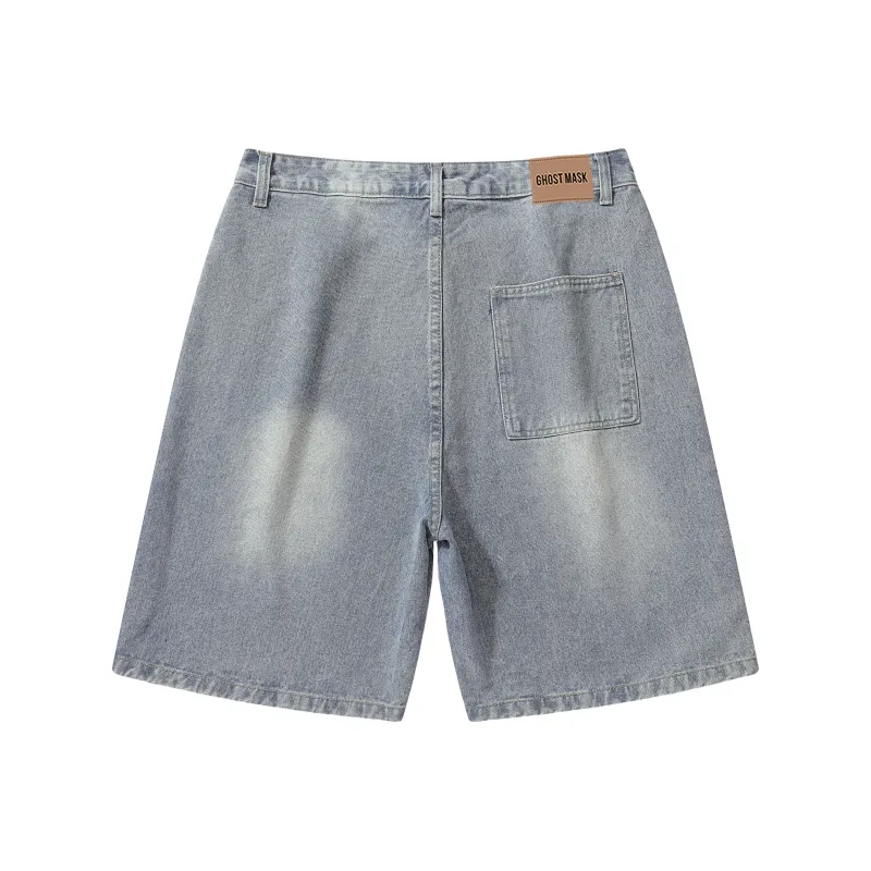 Ghost Mask Denim Shorts Unisex-7