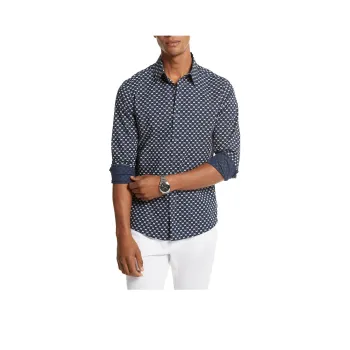 MICHAEL KORS Stretch Cotton Logo Shirt Shirt Men's Midnight Blue