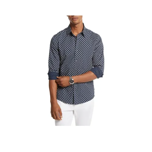 MICHAEL KORS Stretch Cotton Logo Shirt Shirt Men's Midnight Blue