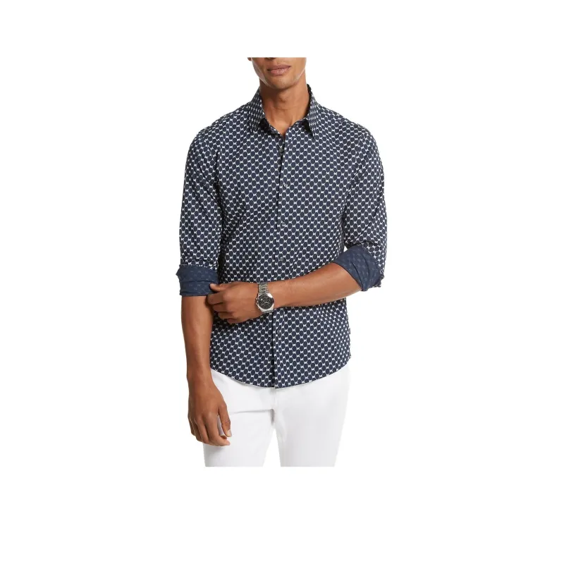 MICHAEL KORS Stretch Cotton Logo Shirt Shirt Men's Midnight Blue-0