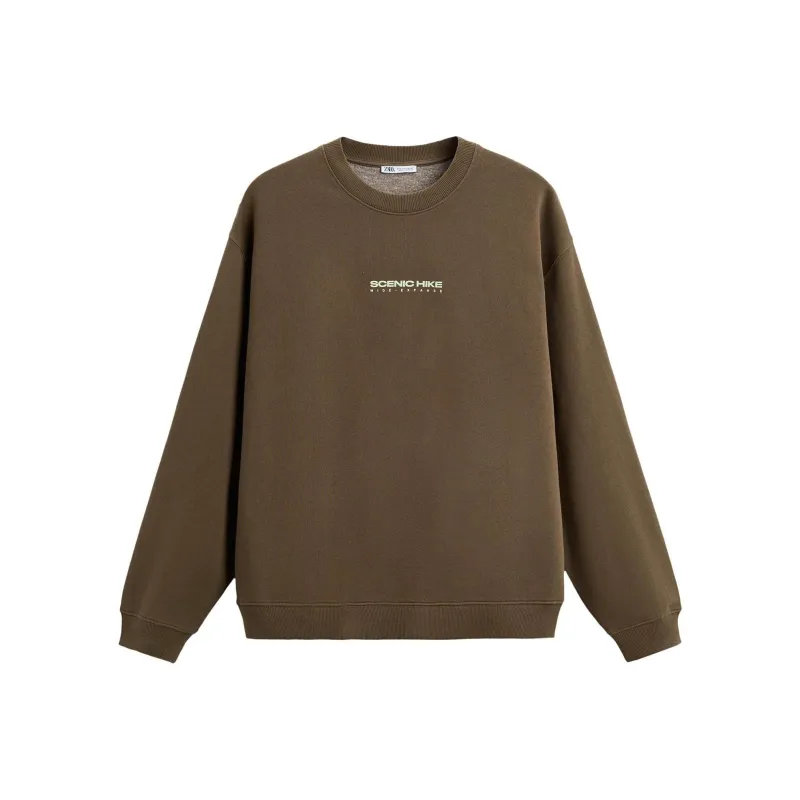 ZARA Sweatshirts Men Brown-0