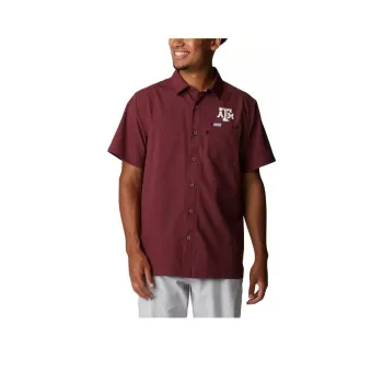 Columbia Men's Collegiate PFG Slack Tide™ Camp Shirt - Texas A&M Shirt Men's Dark Red