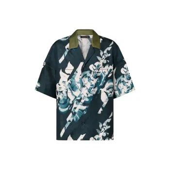 LOUIS VUITTON Monogram Printed Short Sleeved Silk Shirt