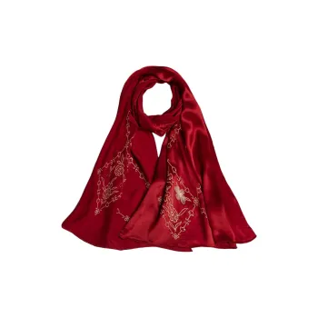 Red Bean Mulberry Silk Scarves Women's