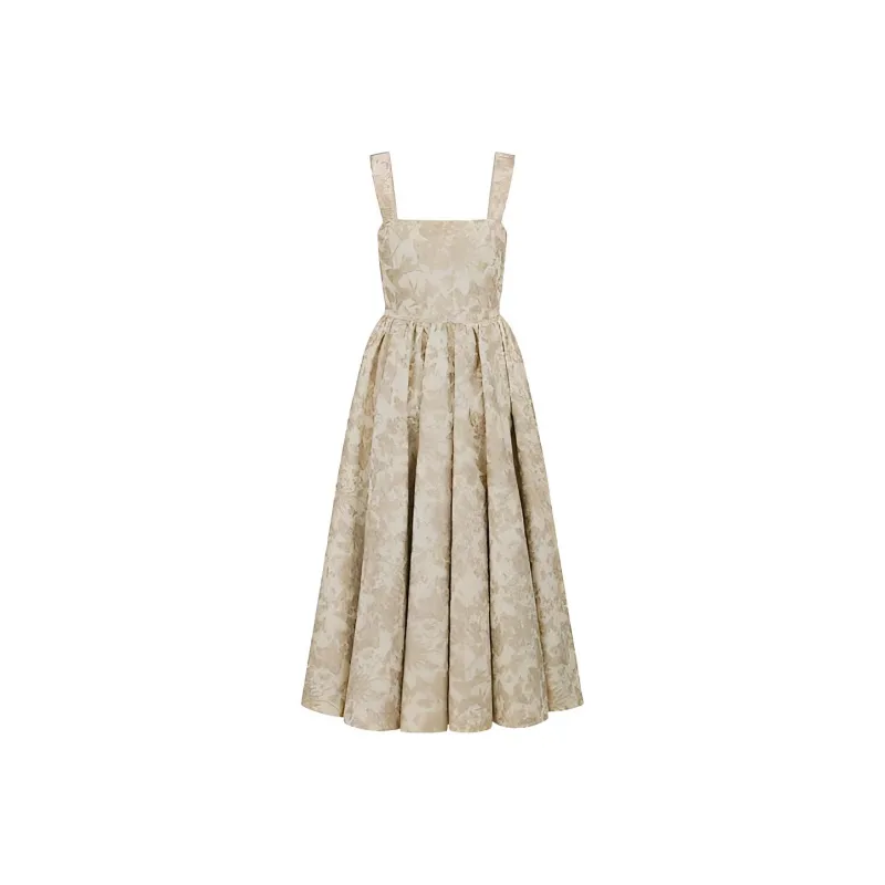 DIOR Mid-Length Belted Dress Slip Dresses Women's Gold-1