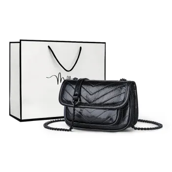 MILLIE'S Cow Leather Underarm Shoulder Bag, Crossbody Bag, Messenger Bag Women's Black/Silver