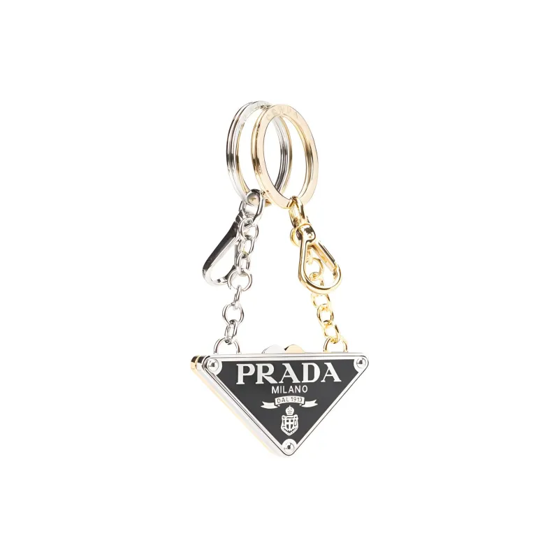 PRADA Logo Triangle Set Of Two Keyrings-0