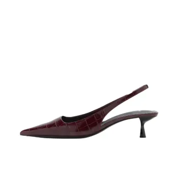MANGO Party Slim Heel High Heels 5cm Women's Burgundy