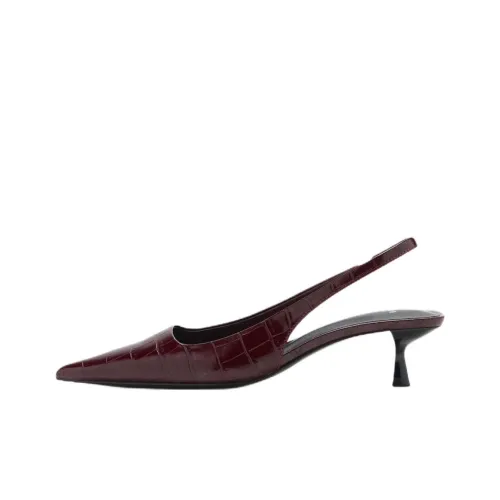 MANGO Party Slim Heel High Heels 5cm Women's Burgundy