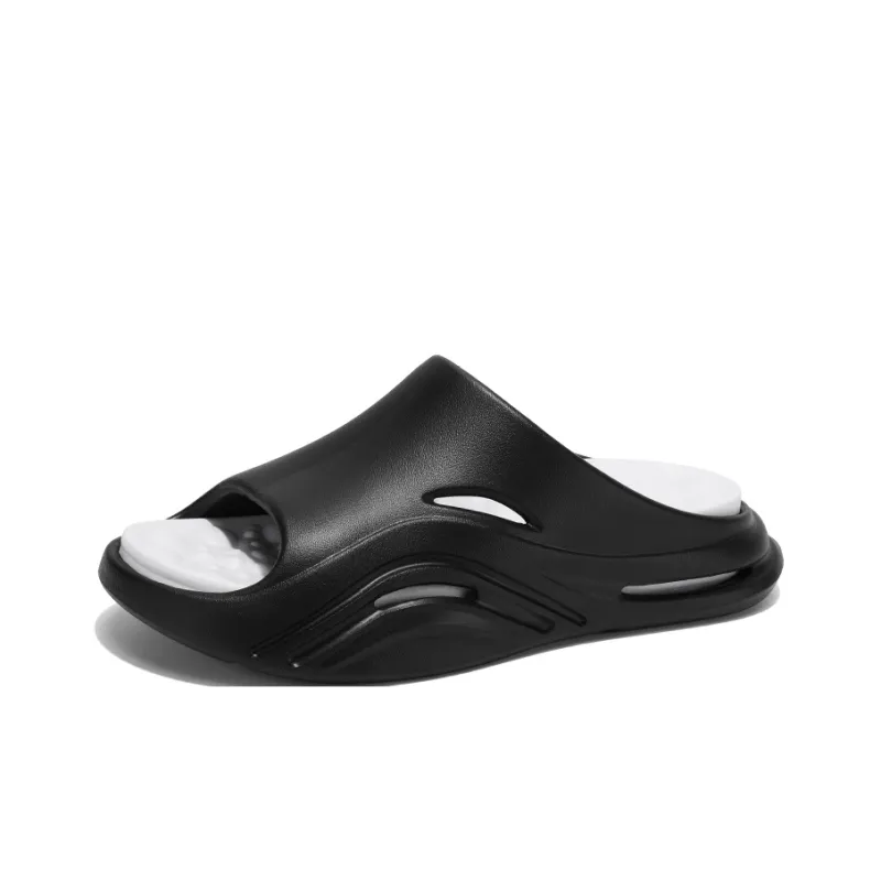 Gaius Durant Quiet Slip Resistant Cushioning Slide Slippers Men's Black White-1