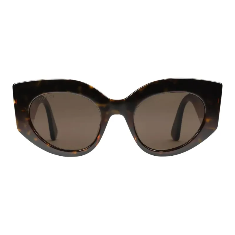 GUCCI Acetate Irregular Shape Sunglasses Women's Brown-1