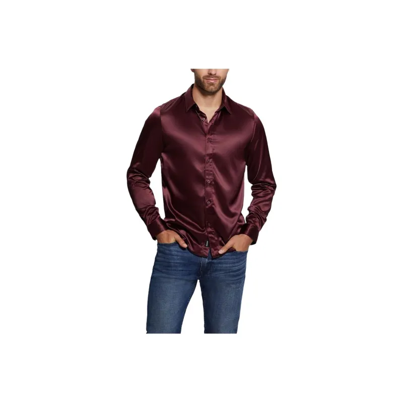 GUESS Long Sleeve Regal Shirt Shirt Men's Red-0