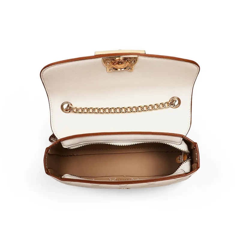 PT'SON Cow Leather Small Square Bag, Underarm Shoulder Bag, Crossbody Bag Regular Women's White-5