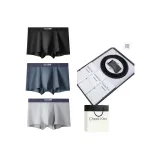 [904 Genuine Leather Belt]Seamless Modal[Black+Dark Gray+Light Gray]3 Pack Underpants Gift Box Set