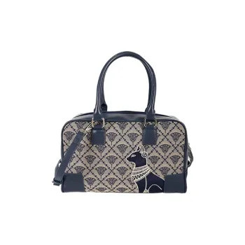 The British Museum Fabric, Synthetic Leather Boston Bag, Shoulder Bag, Crossbody Bag, Handbag Women's Jacquard