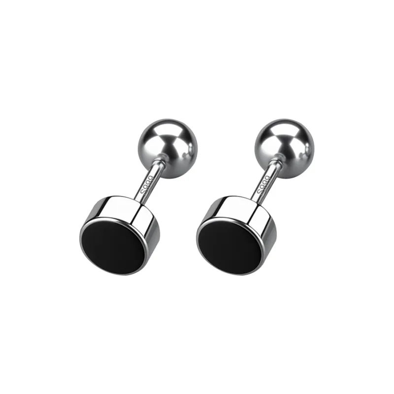 DAIRUO 999 Fine Silver Stud Earrings Men's-1