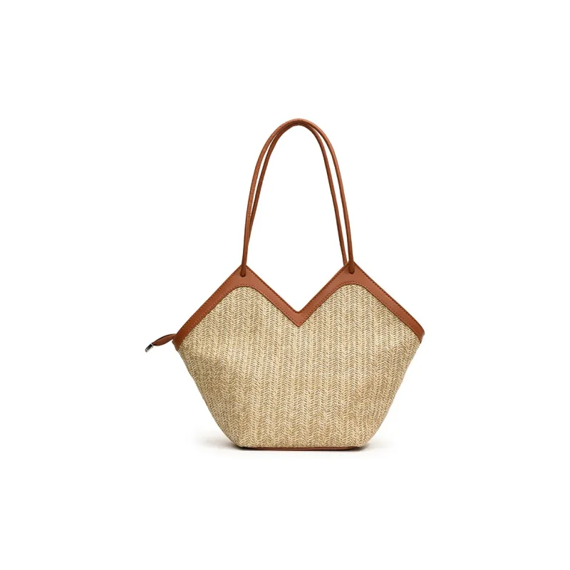 Wenpercy Straw Woven Shoulder Bag Regular Women's Multicolor-3