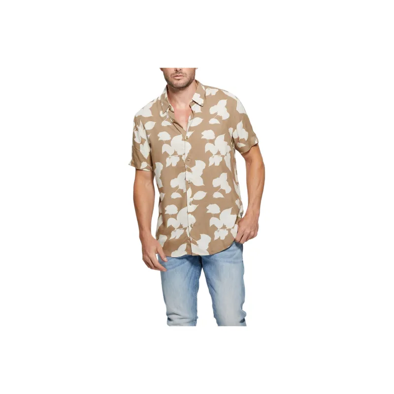 GUESS Eco Rayon Shadow Floral Shirt Shirt Men's Umber-0