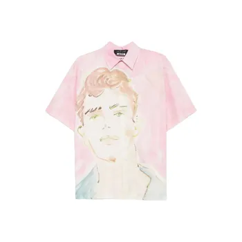 MSGM X Luke Edward Hall Illustration Style print Shirt
