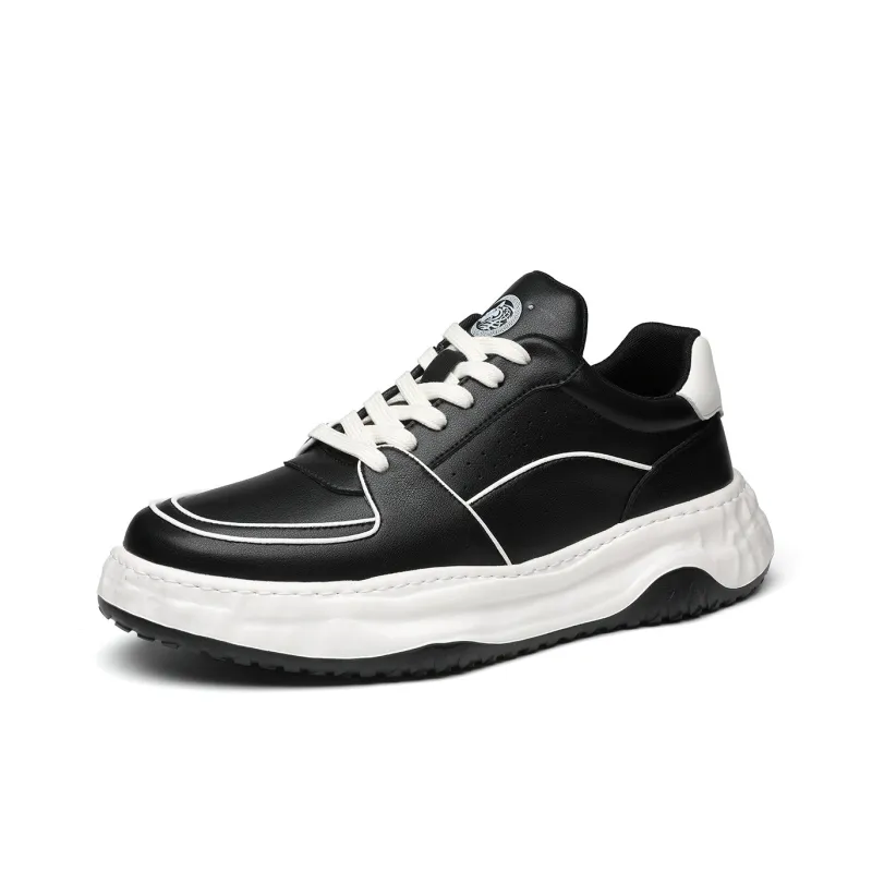 HD Slip Resistant Waterproof Abrasion Resistant Height Increasing Low Top Skateboard Shoes Men's Black-0