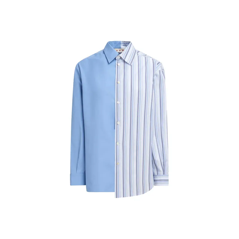 MARNI Striped Asymmetric Hem Shirt-0